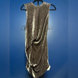 RARE Rick Owens Gray Velvet Draped Mini Dress